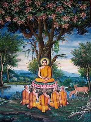 Archivo:Sermon in the Deer Park depicted at Wat Chedi Liem-KayEss-1
