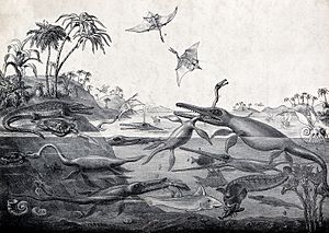Archivo:A prehistoric lake teeming with saurians eating each other o Wellcome V0023194