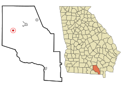 Clinch County Georgia Incorporated and Unincorporated areas Du Pont Highlighted.svg