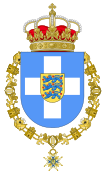 Coat of Arms of Princes Nicholas and Andrew of Greece as Knights of the Order of Charles III.svg
