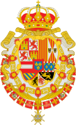 Escudo de Felipe V de España Toisón y Espiritu Santo Leones de gules