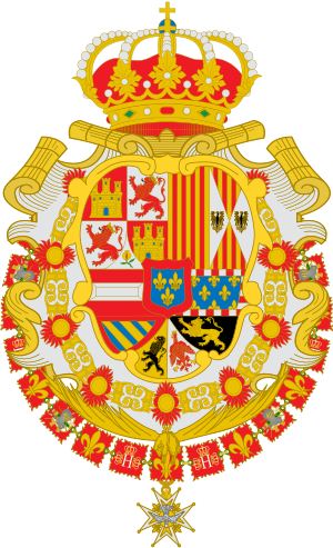 Archivo:Escudo de Felipe V de España Toisón y Espiritu Santo Leones de gules