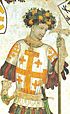 Archivo:Godfrey of Bouillon, holding a pollaxe. (Manta Castle, Cuneo, Italy
