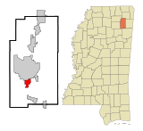 Lee County Mississippi Incorporated and Unincorporated areas Verona Highlighted.svg