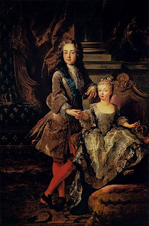 Archivo:Louis XV with Marie Anne Victoire d'Espagne by François de Troy, Pitti
