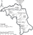 Map of Mitchell County North Carolina With Municipal and Township Labels