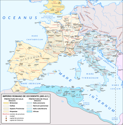 Archivo:Mapa Imperio Occidental año 400 (general)