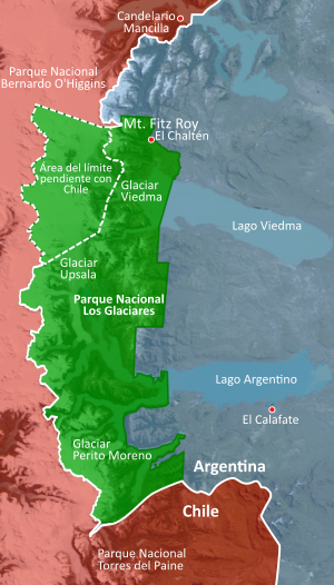 Archivo:Mapa del Parque Nacional Los Glaciares, provincia de Santa Cruz, Argentina