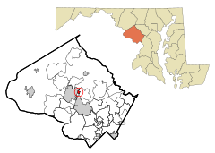 Montgomery County Maryland Incorporated and Unincorporated areas Washington Grove Highlighted.svg