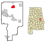 Tallapoosa County Alabama Incorporated and Unincorporated areas New Site Highlighted.svg