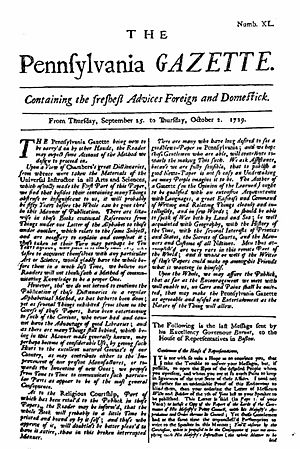 Archivo:The Pennsylvania Gazette - 1729-9-25 - Project Gutenberg etext 20203