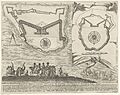 Twee plattegronden van een stad op Malta en van Gozo Pianta della citta vecchia di Malta et della fortezza dell Gozo (titel op object) De belegering van Malta (serietitel), RP-P-1911-3652