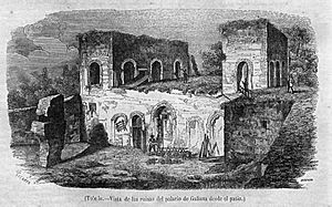 Archivo:1851-05-11, Semanario Pintoresco Español, Toledo, Vista de las ruinas del palacio de Galiana desde el patio, Pizarro