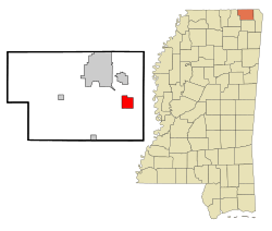Alcorn County Mississippi Incorporated and Unincorporated areas Glen Highlighted.svg