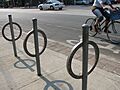 Bike path on College in Toronto