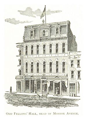 Archivo:FARMER(1884) Detroit, p395 ODD FELLOWS' HALL, HEAD OF MONROE AVENUE