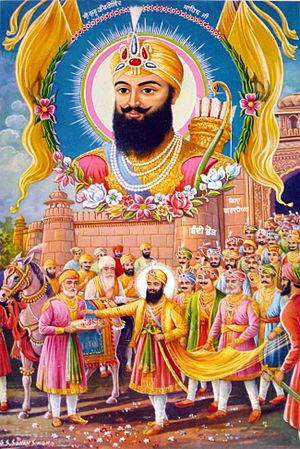 Archivo:Guru Hargobind is released from Gwalior Fort by Jahangir's order