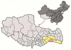 Location of Mêdog within Xizang (China).png