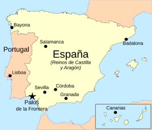 Archivo:Lugares de trascendencia del primer viaje de Colón en España y Portugal