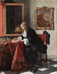 Archivo:Man Writing a Letter by Gabriël Metsu