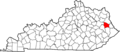 Map of Kentucky highlighting Johnson County