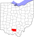 Map of Ohio highlighting Pike County