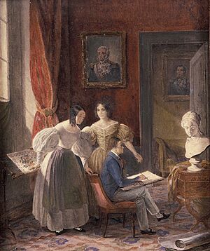 Archivo:Pedro II of Brazil and his sisters 1839