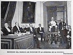 Archivo:Recepción del Marqués de Cerralbo en la Academia de la Historia, de Cifuentes