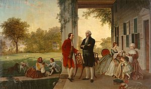 Archivo:Washington and Lafayette at Mount Vernon, 1784 by Rossiter and Mignot, 1859