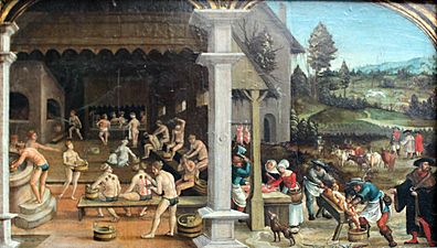 1520 Wertinger Badehaus und Schlachtszene anagoria