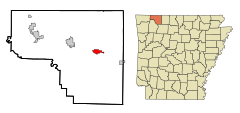 Carroll County Arkansas Incorporated and Unincorporated areas Green Forest Highlighted.svg