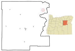 Grant County Oregon Incorporated and Unincorporated areas Granite Highlighted.svg