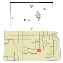 Harvey County Kansas Incorporated and Unincorporated areas Walton Highlighted.svg