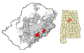 Jefferson County Alabama Incorporated and Unincorporated areas Vestavia Hills Highlighted