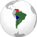 MERCOSUR+Candidate countries (orthographic projection)