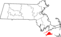 Map of Massachusetts highlighting Dukes County