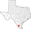 Map of Texas highlighting Jim Hogg County