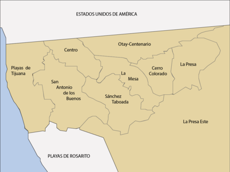 Archivo:Mapa de las delegaciones de Tijuana