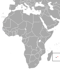 Distribución de Pteropus niges (rojo — extant, negro — extinct)
