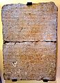 Slab with an inscription about the political activities of the kings of Sheba. Ancient South Arabian script appears. From Yemen, 2nd century CE. Ancient Orient Museum, Istanbul