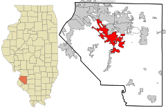 St. Clair County Illinois incorporated and unincorporated areas Belleville highlighted.svg