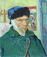 Archivo:Vincent van Gogh - Self-portrait with bandaged ear (1889, Courtauld Institute)