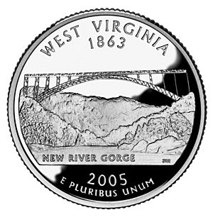 Archivo:West Virginia quarter, reverse side, 2005