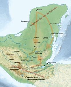 Archivo:17th century Spanish routes to Petén flat