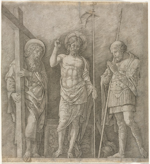 Archivo:Andrea Mantegna - The Risen Christ between St Andrew and Longinus - 1986.103 - Cleveland Museum of Art