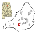 Blount County Alabama Incorporated and Unincorporated areas Locust Fork Highlighted