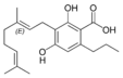 Estructura química del ácido cannabigerovarínico A.