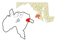 Charles County Maryland Incorporated and Unincorporated areas Hughesville Highlighted.svg