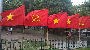 Archivo:Flag of the Communist Party of Vietnam at the Dien Bien Phu street in 2015 01