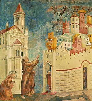 Archivo:Giotto - Legend of St Francis - -10- - Exorcism of the Demons at Arezzo